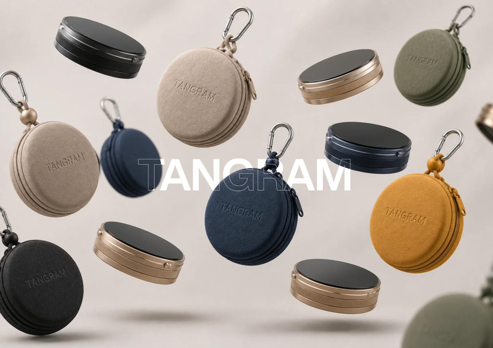 Tangram timers and carry cases in five finishes